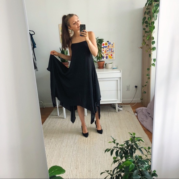 Silky Black 90s Midi Tank Dress - Picture 3 of 8